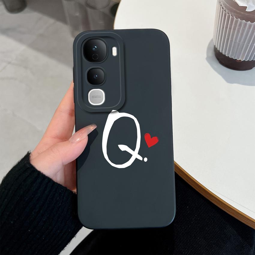 For Vivo Y400 Pro Y100 Y200e Y02 Y03 Y04 Y28 Y29 Y29S Cute Art Letter Phone Case Lens Protection Liquid Silicone Shockproof Soft Covers For Vivo Shell