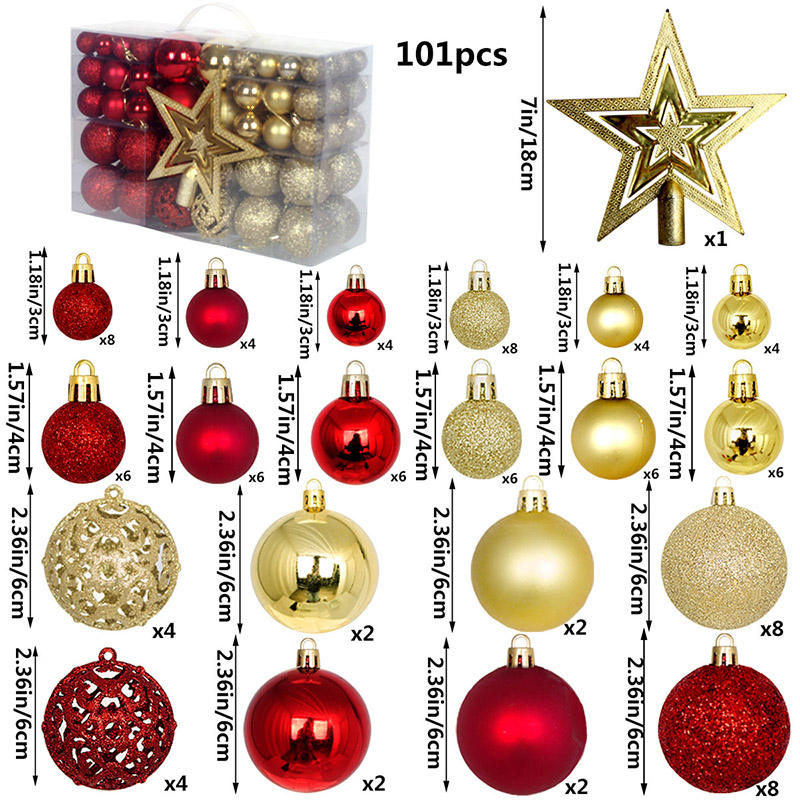 

Top Selling Christmas Decorations Christmas Balls 101 Pieces of Gold Christmas Tree Ornaments Window Ornaments 35 24 12cm