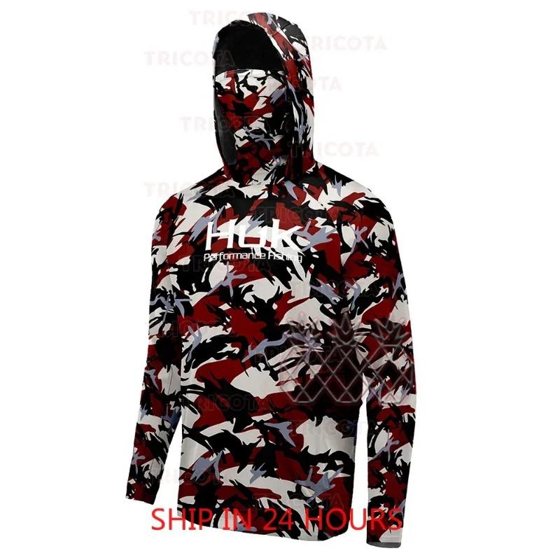 New Fishing Shirts Mask Neck Gaiter Hoodie Clothing Men Long Sleeve Clothes UV Protection Anti Mosquito Fishin