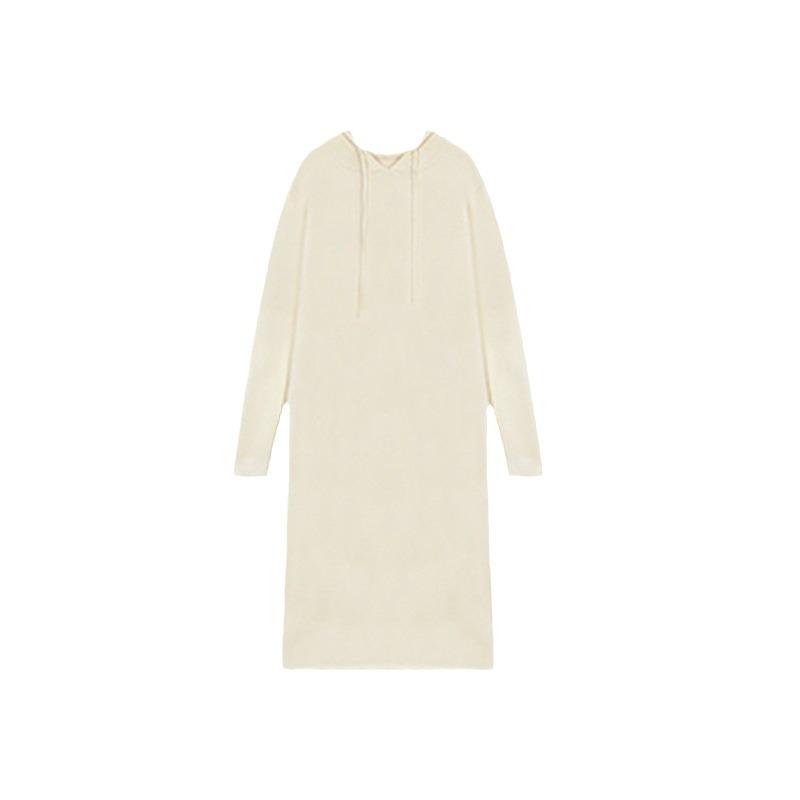 Autumn and Winter New Casual Hooded Dress Femininity Thin Long Knitted Sweater Dress Trendy