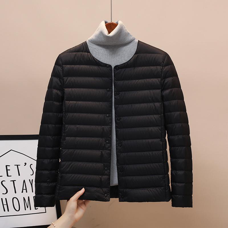 Women's 2025 White Duck Down Lightweight Jacket, Short Style, Convertible Round/V-Neck, Suitable for Autumn and Winter.