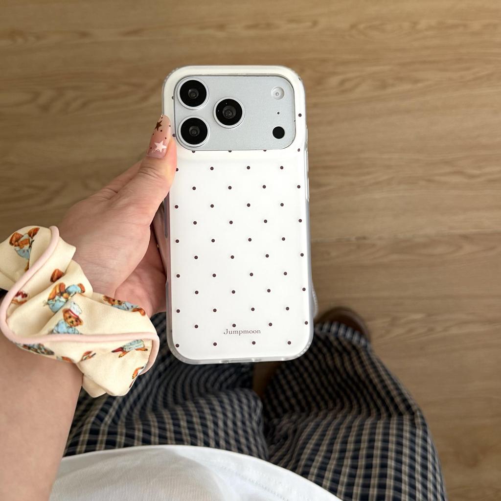 Korean Style Polka Dot Phone Case for iPhone 13-17 Pro Max (Women's)