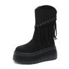 Fashion Tassel Boots Autumn New Round Toe Sleeve Platform Anti-Slip Wear-Resistant Short Shoe