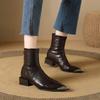 Vintage Thick Heels Women Short Plush Ankle Boots Autumn Winter Metal Pointed Toe Stripper Party Short Booties  De Mujer