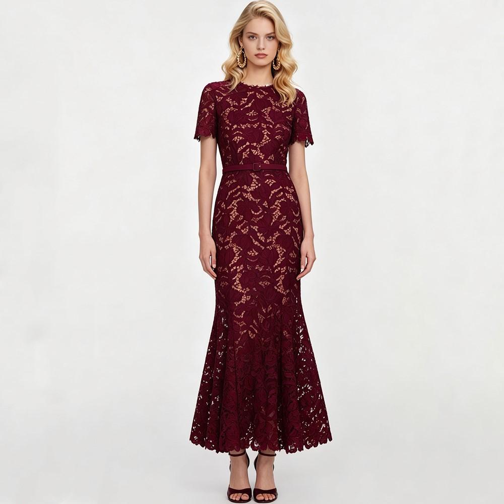 Korte mouw Plus size kant vintage bloemen nieuw in jurken voor vrouwen casual lange zomerjurk