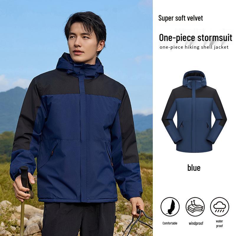 Men's Fleece-Lined Windbreaker: Custom Logo, Warm Work Jacket for Autumn/Winter