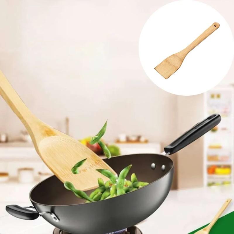 1Pc Special Bamboo Shovel - for Non-stick Pot, Fried Vegetable Spatula, Lacquerless Bamboo Spatula, with Long Handle
