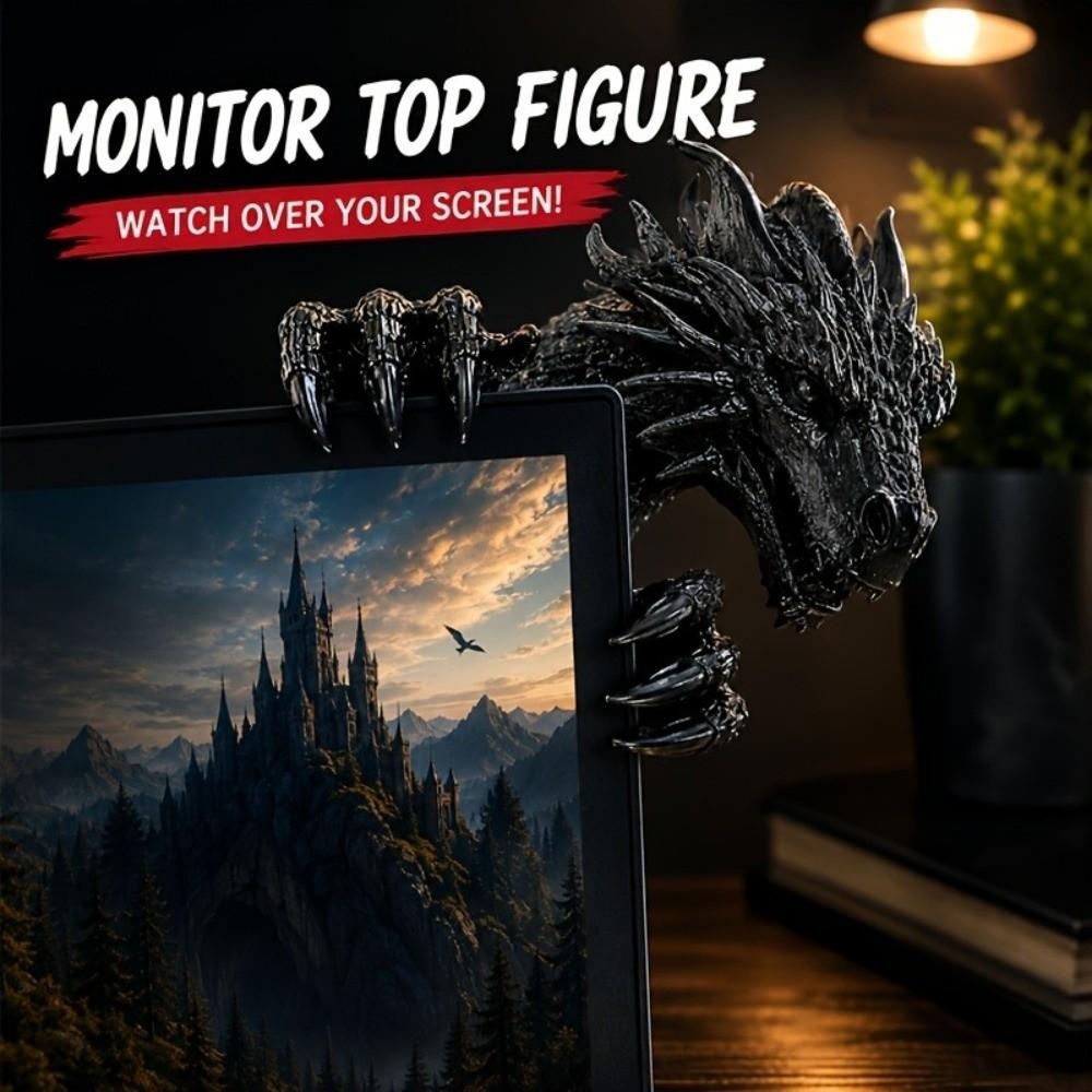 Simulated Scales Dragon Gamer Desk Statue 3D Printed Screen Side Dragon Figurine Study Room