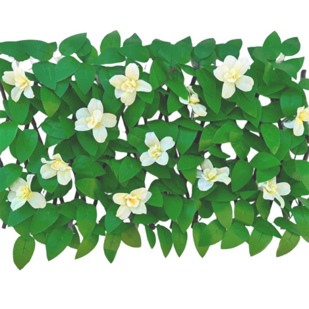 Adjustable Artificial Leaf Privacy Fence Sunflower Expandable Privacy Fence Outdoor Decoration White Flower