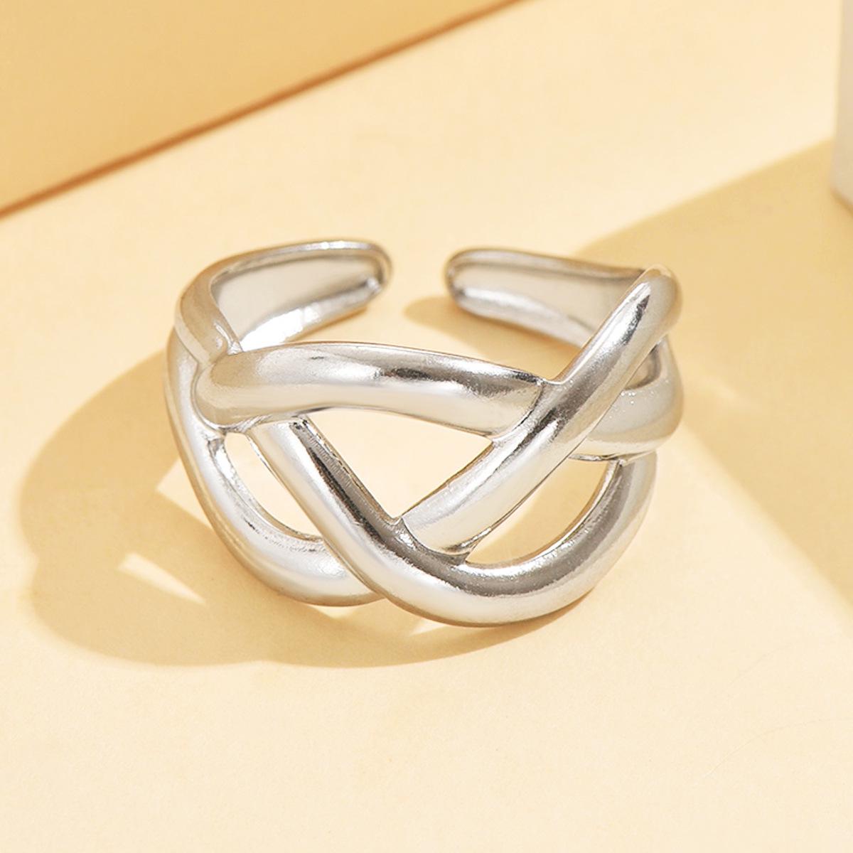 Geometric Criss-Cross Ring: Bold, Versatile Open Design in 18K Gold-Plated Stainless Steel Hand Jewelry