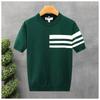 Korean Style Summer Fashion Men's Striped Color O Neck Short Sleeve Breathable Casual Trendy T Shirts