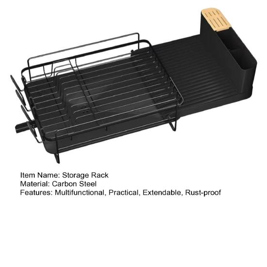 Extendable Dish Drying Rack Dish Organizer with Drainage Multifunctional Dish Rack with Cutlery And Cup Holders for Kitchen Countertop
