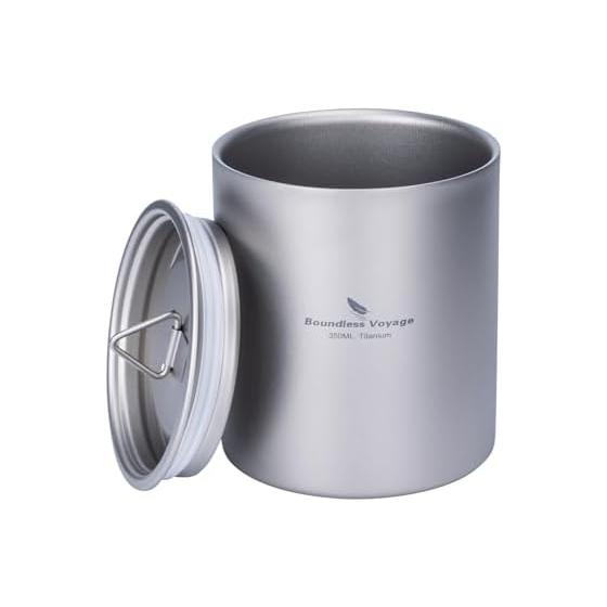 Безграничное Путешествие Титановая Кружка с Крышкой 350 мл Двойные Стенки Походная Кружка Термоизолирующая Тепло/Холод Ультралегкая Не Ржавеющая Штабелируемая Кружка для Похода