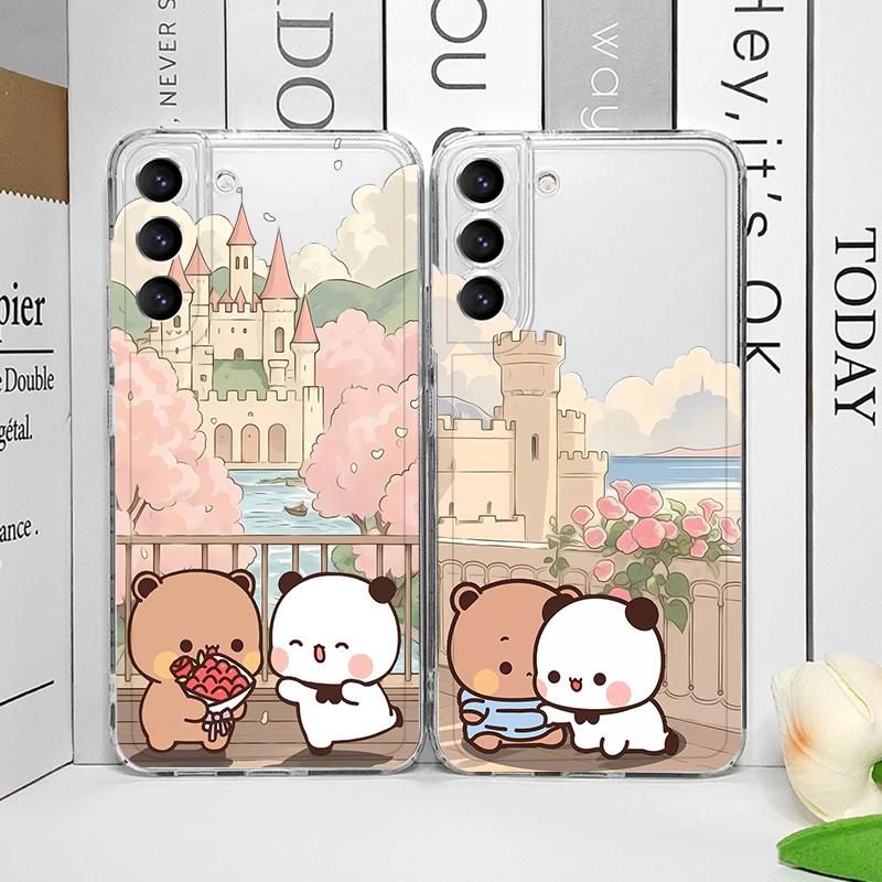 Creative Cute BUBU DUDU Couple Clear Phone Case for Samsung Galaxy S25 Ultra S24 S23 FE S22 S21 S20 Plus A55 A54 5G Soft Covers