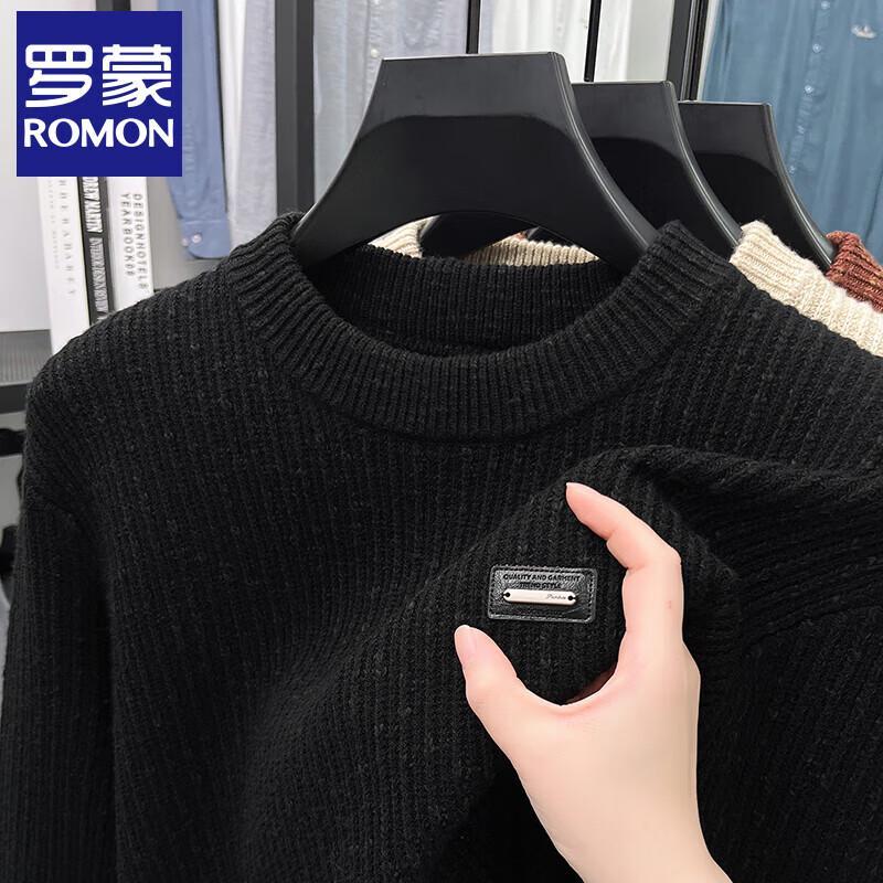 Romon Men's Long Sleeve Round Neck Knit Sweater