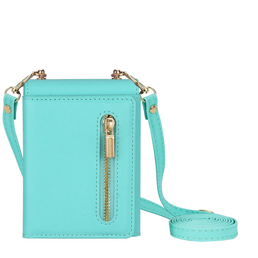 Crossbody Lanyard Leather Wallet Case for Samsung Galaxy Z Flip 7 FE 6 5 4 3 5G Flip6 Flip7 Metal Zipper Card Holder Phone Cover