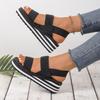 Women's Black and White Summer Fashion Platform Sandals - Lightweight, Comfortable, Faux Hemp Rope Design for Outdoor Wear.