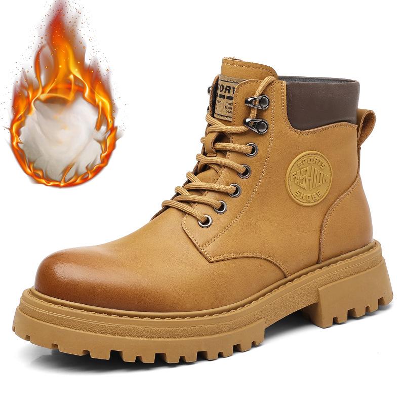 

Модные британские ботинки на платформе из коровьей кожи для мужчин, новые дизайнерские туфли класса люкс с мягкой подошвой, модные повседневные зимние желтые ботильоны для мужчин 43