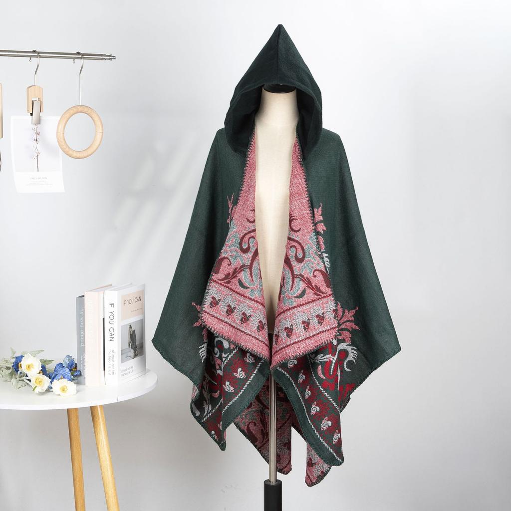 Retro Pattern Shawl Women'S Outdoor Travel Four Seasons Cardigan Air-Conditioned Room With Warm Cape