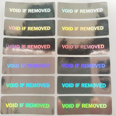 100 יחידות 33x11 מ"מ VOID אם הוסר חותם אבטחה הולוגרפי כסוף מדבקת הוכחת פתיחה הוכחת הסרה חותמת נגד זיוף