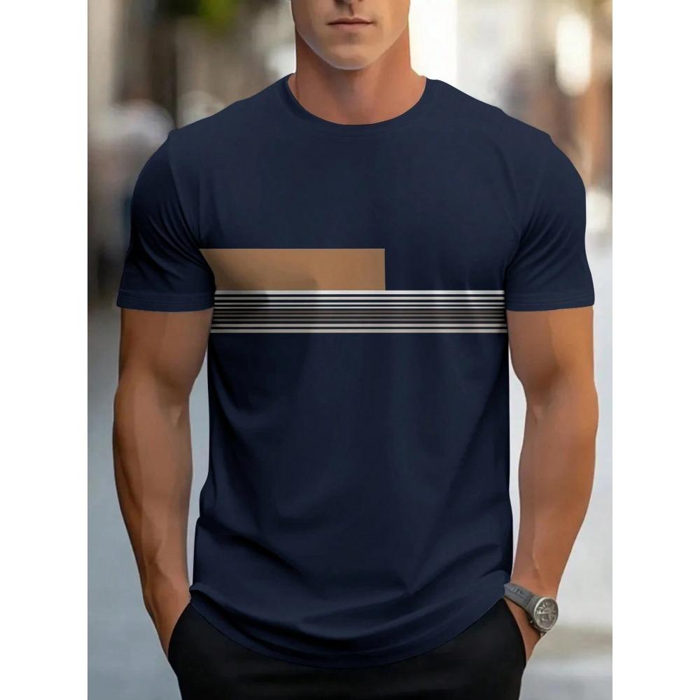 Sommer Herren Freizeit Sport locker übergroß einfach Buchstabenmuster bedruckt Rundhals Kurzarm T-Shirt Top