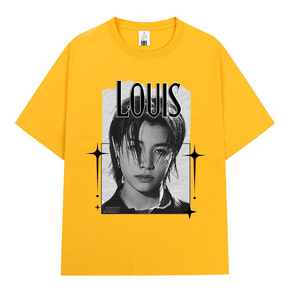 Korean Kpop Hip Hop Group Lngshot LOUIS Tshirt Unisexs Women Clothing Fashion Oversized Cotton Casual Short Sleeve Tops Fan Gifts