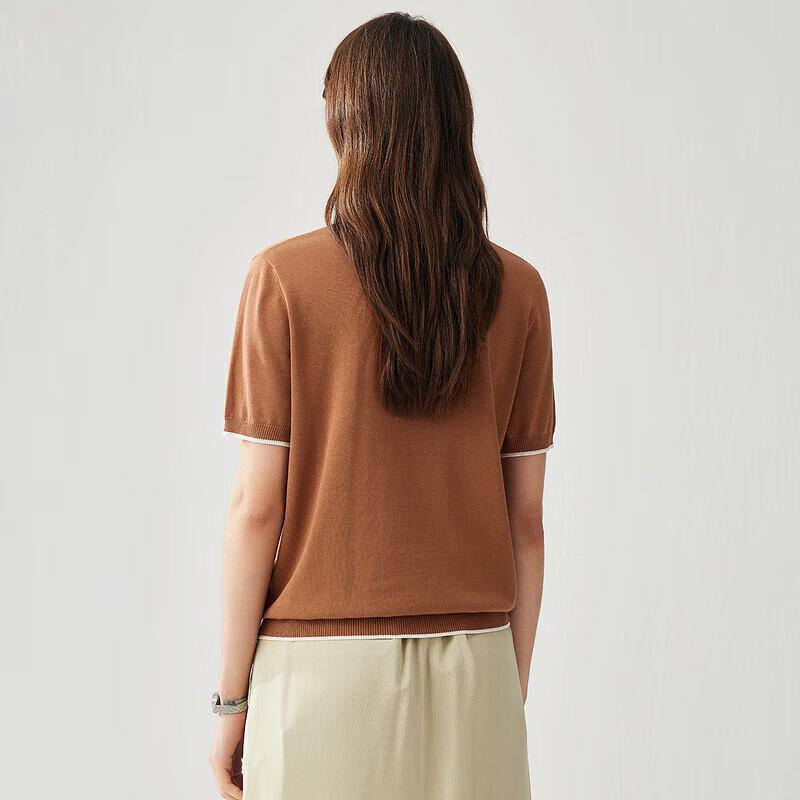 Zhaojun Women's Silk Blend Rhinestone Flower Short Sleeve Knit T-Shirt