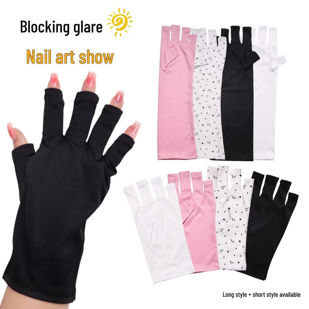 Cross-Border Nail Art UV Protection Half-Finger Gloves - Blackening Prevention
