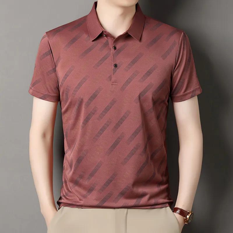 New Men's Business Casual Short Sleeved Printed Polo Shirt Fashionable Breathable Comfortable and Versatile Top