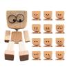 1 Set Shaking Wooden Man Figurine with 12 Expressions Handmade Shaking Feet Wooden Doll Car Dashboard Desktop Decoration