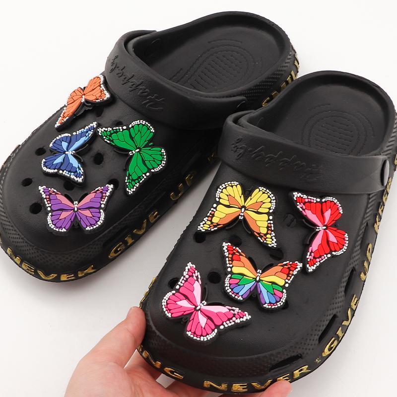 New 1PCS Butterfly Shoe Charms Summer Shoes Decorations Jeans for Girl Boy Designer Women Shoes Accessories for Shoes Charm Pins