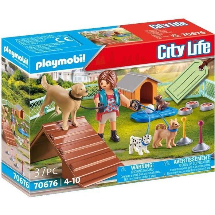 PLAYMOBIL 70676 Set Educatrice Et Chiens, City Life, Pour Enfant, Dès 4 Ans, 37 Pièces