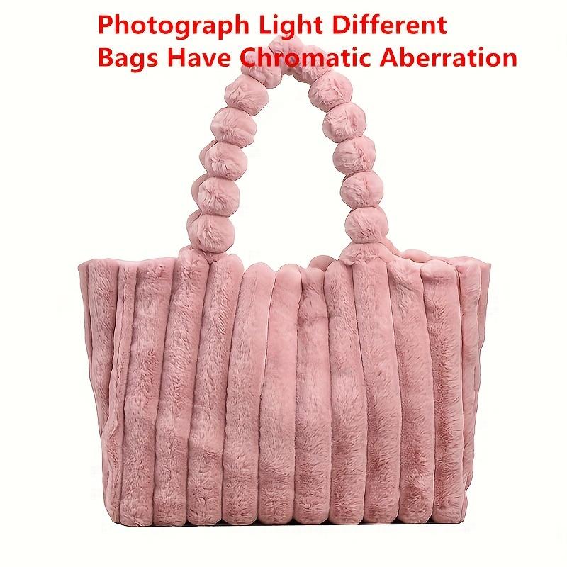 Plüsch-Tragetasche mit großer Kapazität, gestreifte Kunstpelz-Umhängetasche, weiche, flauschige Handtasche für Damen