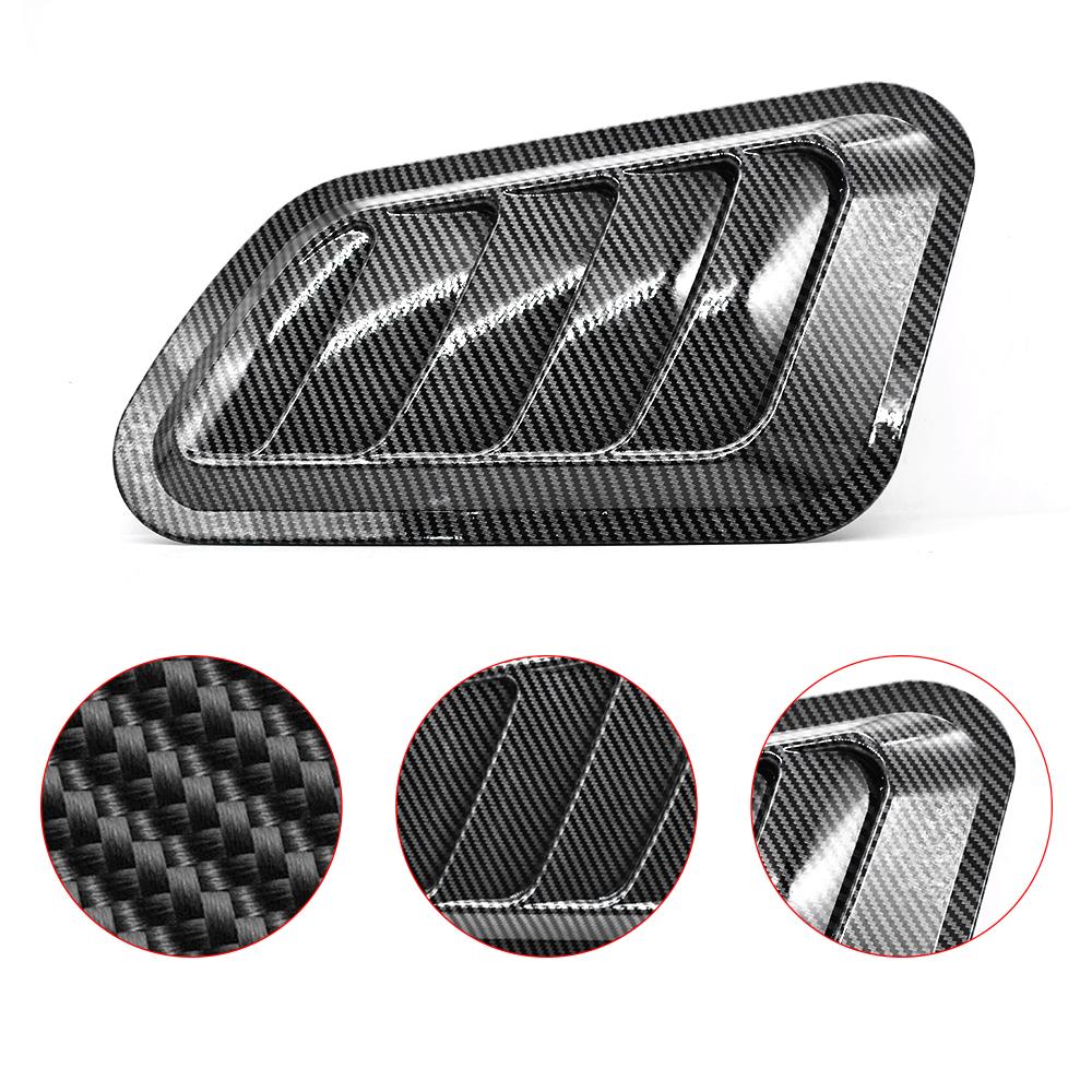 Universal Carbon Fiber Universal Car Hood Scoop Air Intake Fast Flow Vent Decorative Trim Styling 2PCS Exterior Decoration