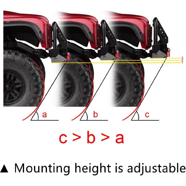 INJORA Adjustable Front Bumper with Led Light for TRX4 Axial SCX10 SCX10 II 90046 90047 RC Car Upgrade Part(Black)