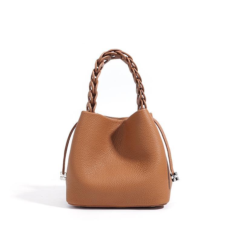 Small Niche Office Workers  Lightweight Handbags, Women s Small Bags, New Leather Bags, Women s High-end Sense, Crossbody Summer Women s Bucket Bags золотисто-коричневый