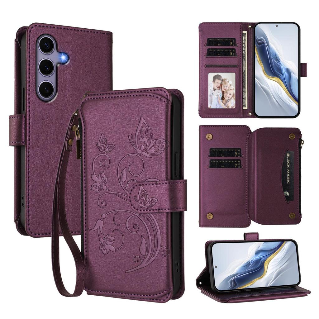 3D Butterfly Folwer Leather Phone Wallet Case Book Stand For iPhone 17 16 Pro Max Samsung S25 Xiaomi Redmi Honor Oppo Moto Google Card Slot Flip Cover