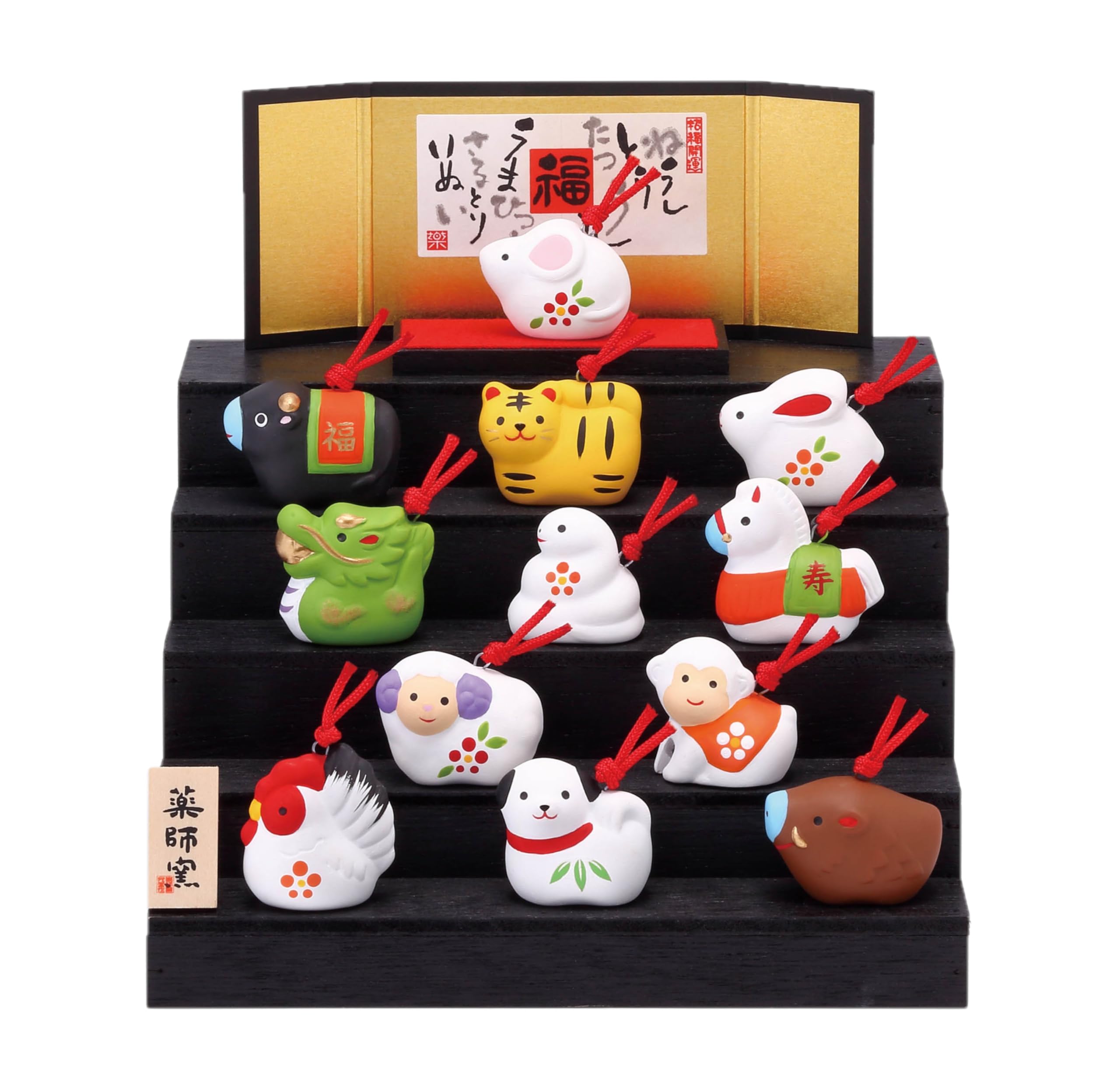 

Yakushi Kiln 2025 Zodiac Year of the Snake, Snake, Nishiki-sai, Good Luck, Longevity, Zodiac Tiered Display (Clay Bell, Small)