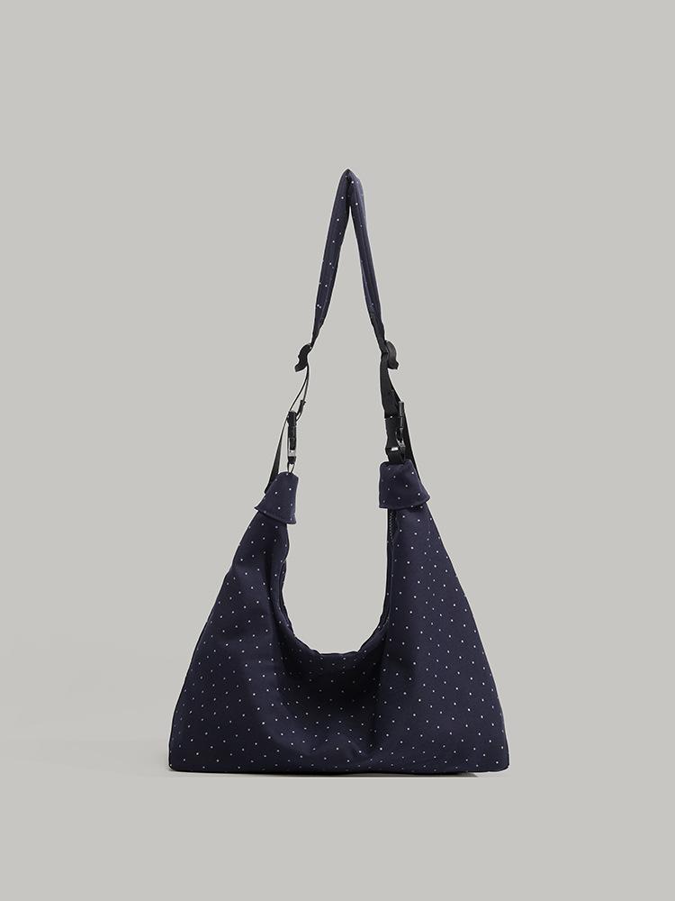 

Korean literary style polka dot canvas bag women s summer fashion lazy style large capacity tote bag shoulder messenger bag тёмно-синий