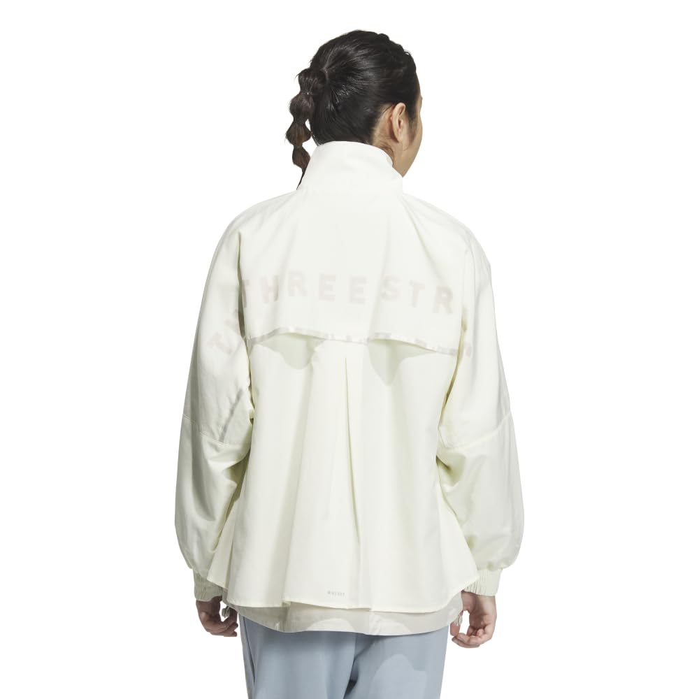 Adidas KWY03 Jersey Loose Wrinkled Nylon Woven with Brushed Tricot Ivory Size Men's Top, Wording, Fit, Lining, (JN9956), J/M