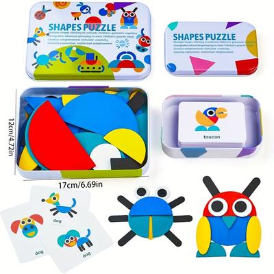 Pädagogisches Holzpuzzle-Set für Kinder 3-4-5 Jahre Vorschul-Entwicklungsspielzeug, Reisespielbrett, Denkspiel-Aktivität, Weihnachts-Halloween-Geschenk
