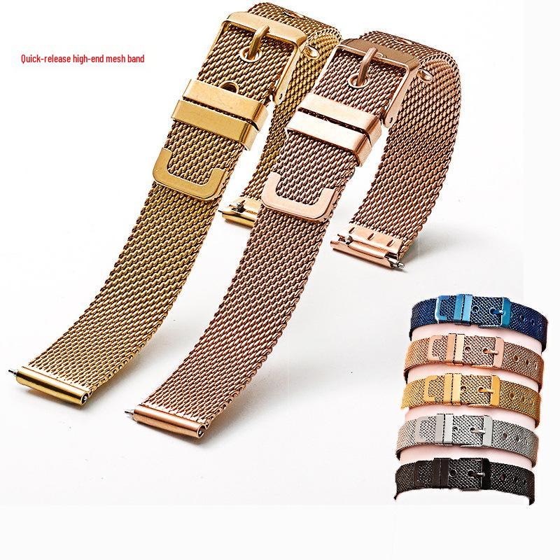 Stainless Steel Milanese Watch Strap with Pin Buckle, 06 Line Mesh Band, Adjustable for Men and Women, 10-22mm.