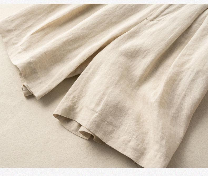 Women's Summer Cotton-Linen Wide-Leg Shorts, Loose Button-Waist, Korean Style, Plus-Size Casual Five-Point Pants