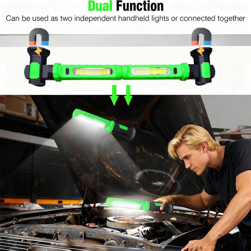 Work Light Bright LED Work Lights Rechargeable Magnetic Underhood Work Light with Hooks Cordless Battery Powered Flashlight
