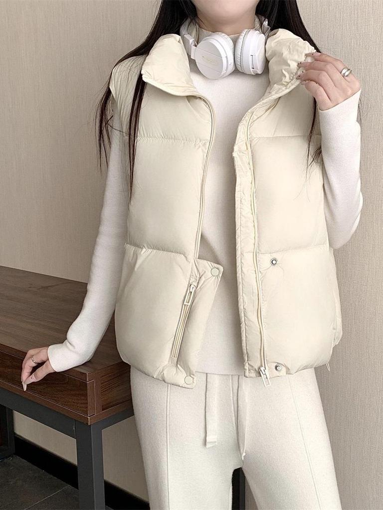 2025 Trendy Korean Sleeveless Cotton Waistcoat for Plus-Size Women - Autumn/Winter Style