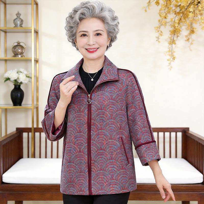 

Middle-aged Women s Hooded Windbreaker: 2026 Autumn Casual Loose-Fit Jacket L (85-105 jin) красный