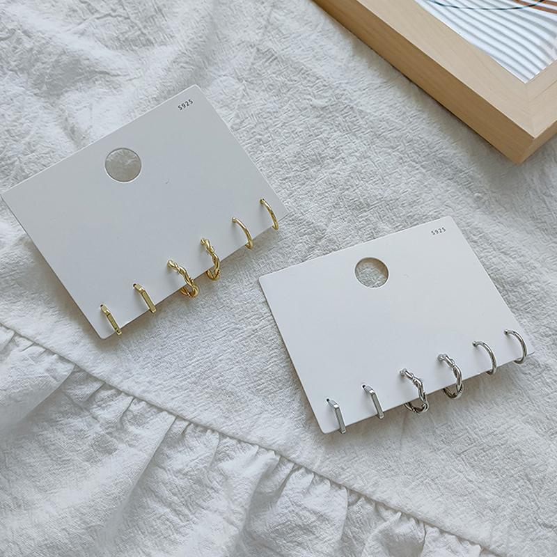 3Pairs/Set Simple Alloy Silvery Golden Geometric Circle Hoop Earrings For Couples Jewelry Gift