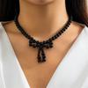 Y2k Bowknot Pearl Necklace for Women Elegant Butterfly Bow Charm Pendant Necklaces Fashion Wedding Party Jewelry Gift