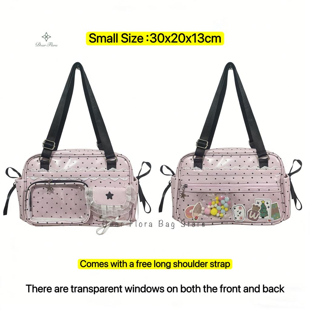 New Y2K Polka Dot Anime Ita Backpacks Large Capacity Crossbody Bag Cute Girls Transparent Shoulder Bag Otaku DIY Display Handbag