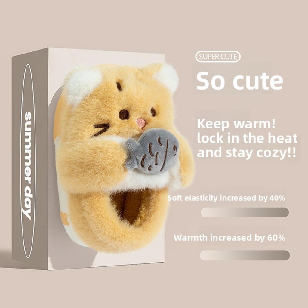 Children's Cotton Slippers In Winter Cartoon Cute Girl Plush Three-dimensional Rabbit, Children's Kindergarten Bag and Slippers